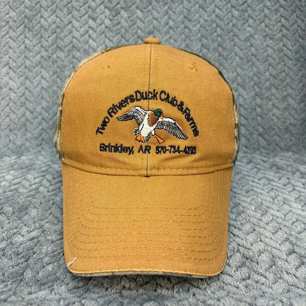 Two Rivers Duck Club & Farms Brinkley AR Camo Canvas Hat RealTree Hardwoods Cap
